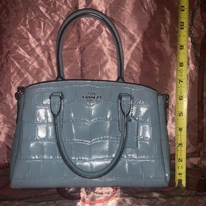 Croc embossed baby blue coach bag